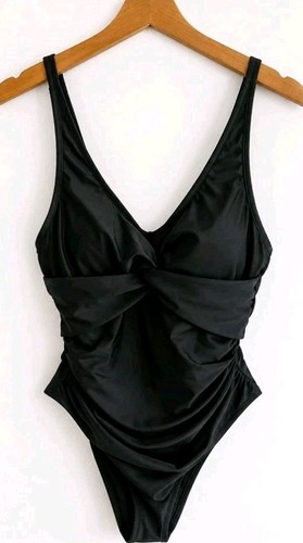 Black ruched front - ruched, swimsuit