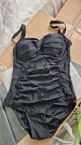 Shein black one piece - black, ruched