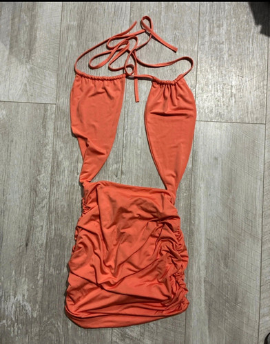 Women orange ruched - ruched, ribbed