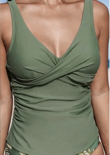 Cupshe green ruched tankini - cupshe,
