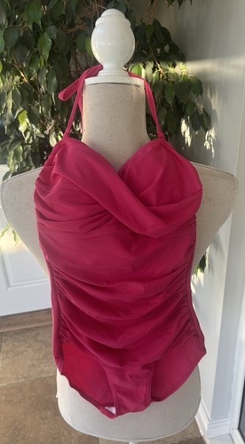 Hot pink ruched - pink, neck