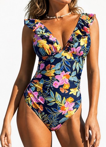 Cupshe ruffled neck ruched - v-neck,