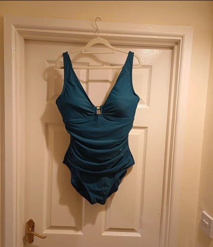 Dkny teal ruched tummy control - teal,
