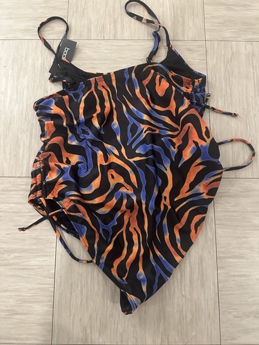 Boohoo zebra ruched swimsuit