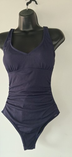 Navy ribbed ruched swimsuit - ribbed,